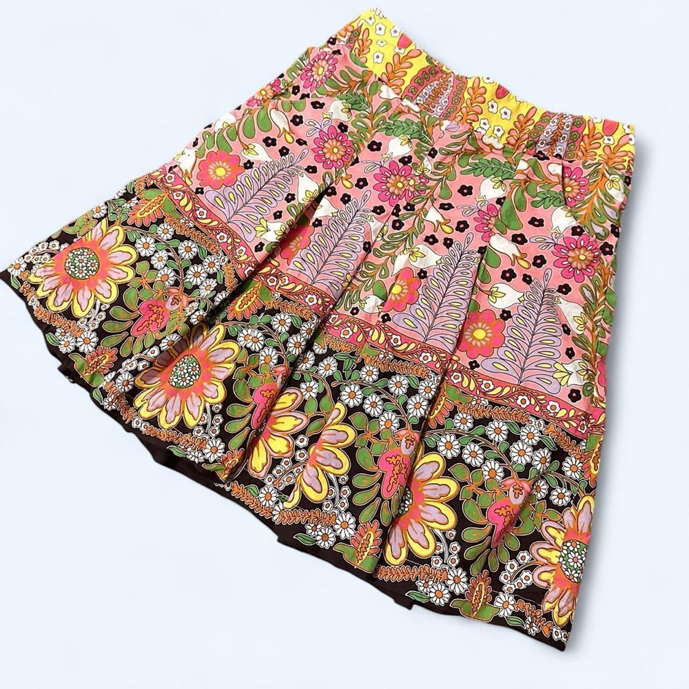 CAbi Floral Mini Skirt in Pink, Green, and Yellow